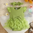 thumbnail image 2 of Gubotare Baby Smocked Romper Newborn Baby Girl Summer Clothes Short Sleeve Jumpsuit Romper Infant Outfit 0 3 6 9 12 18 24 Months (Green,9-12 Months), 2 of 4