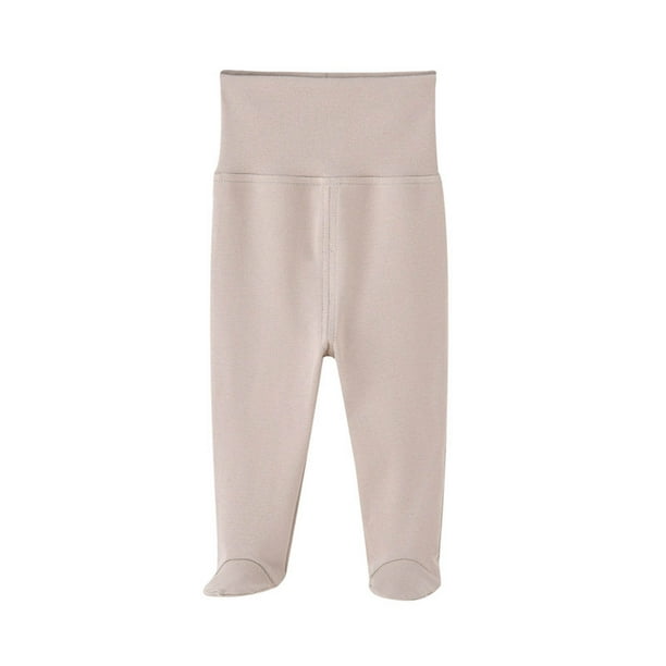 Odeerbi 3-12 Meses Niños Niñas Algodón Footie Pijama Pantalones de Cintura Alta Sleepwear Bottoms Cómodo Color Sólido Sleepwear Casual Pantalones