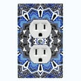 thumbnail image 1 of Metal Light Switch Plate Cover Mandala Blue White Flower Tile Pattern MDL056, 1 of 13