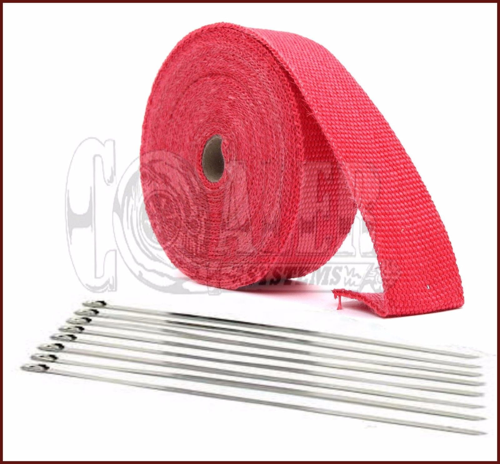 1" Red HIGH TEMPERATURE HEADER MANIFOLD EXHAUST WRAP ROLL STEEL ZIP