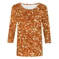 thumbnail image 3 of SHITINN Women's Casual Crew Neck Carnival Sequin Printed 3/4 Length Sleeve T Shirt Top Womens Short Sleeve Tops Women Tshirts Womens Summer Outfits, 3 of 4