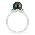 thumbnail image 2 of ANGARA Tahitian Cultured Pearl Floral Ring with Emeralds in 14K White Gold for Women | June Birthstone, Birthday, Anniversary, Jewelry Gift for Women | Pearl Ring, 2 of 9