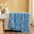 thumbnail image 3 of Snuggle Sac Faux Fur Checkered Throw Blanket, Fluffy Feather Yarn Blend Bedding Blankets for Couch or Bed, 3 of 4