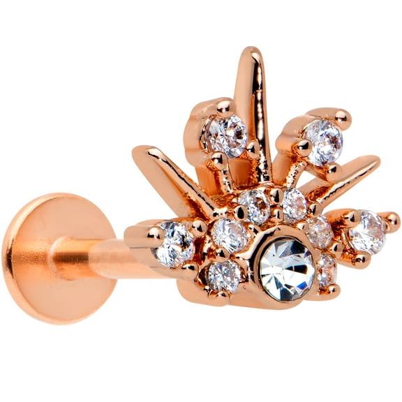 Body Candy Womens 16G PVD Steel Rosy Clear Edgy Crown Labret Monroe Lip Tragus Cartilage Stud 5/16"