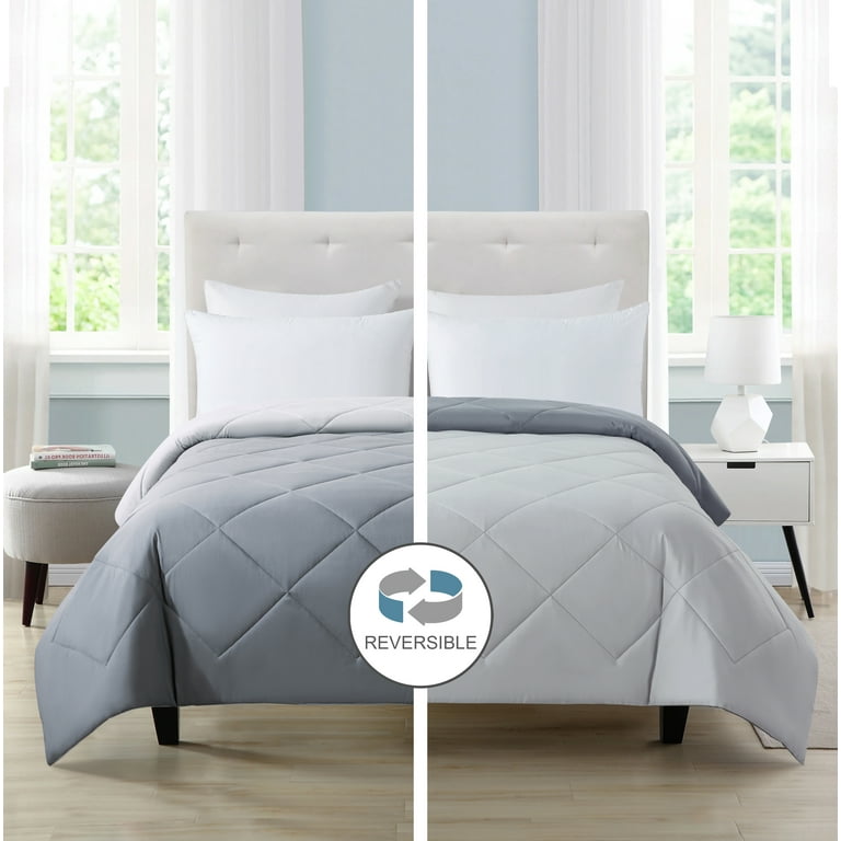 Mainstays Reversible Microfiber Comforter Grey Full Queen All