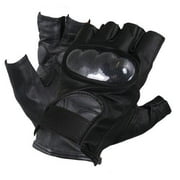 Xelement XG1475 Men's Black Knuckle Protected Leather Fingerless Riding Gloves X-Large