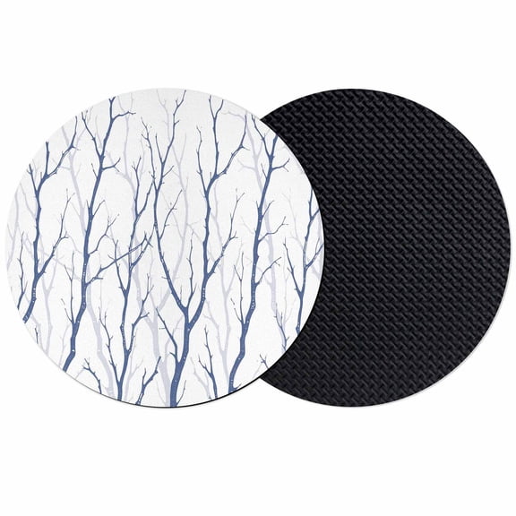 Navy Blue Branches Coasters Set of 2, Absorbent Coasters for Drinks, Modern Abstract Art Forest Silhouettes Coaster for Desk Coffee Table Protection, Home Decor House Warming Gifts 4"