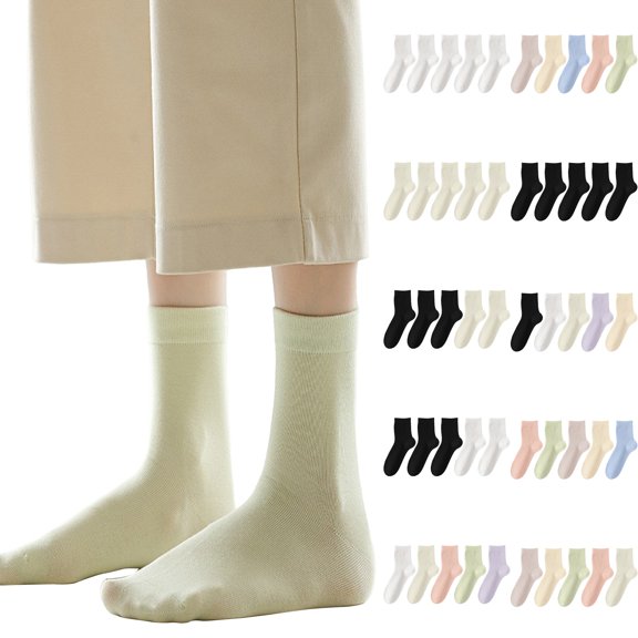 Helii Women Mid Calf Socks 5 Pairs Cotton Crew Socks Thin Breathable Athletic Socks Moisture Wicking Anti Odor Lightweight Running Gym Socks Daily Casual Black,One Size