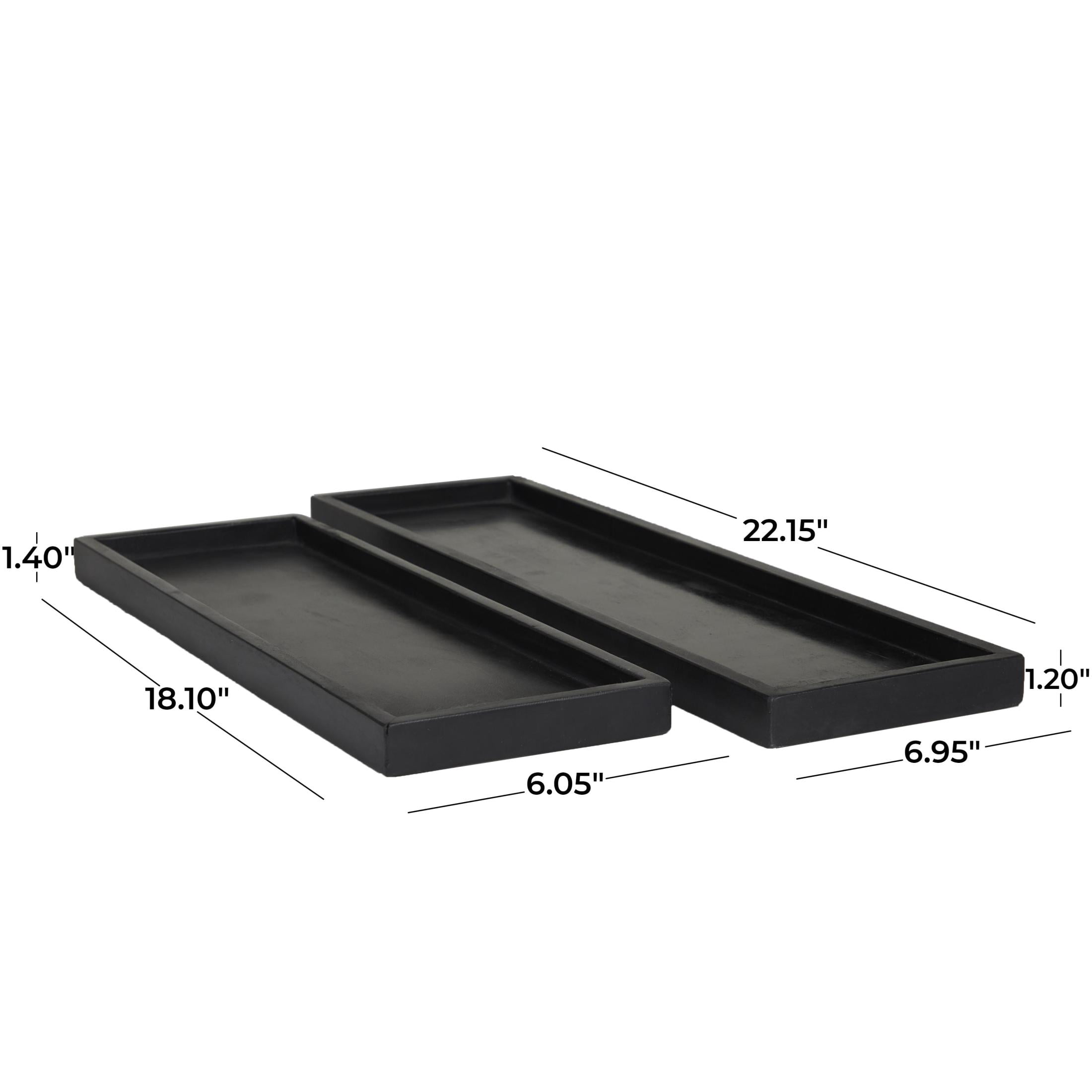 CosmoLiving by Cosmopolitan 22", 18"W Black Marble  Tray with Raised Border, 2-Pieces