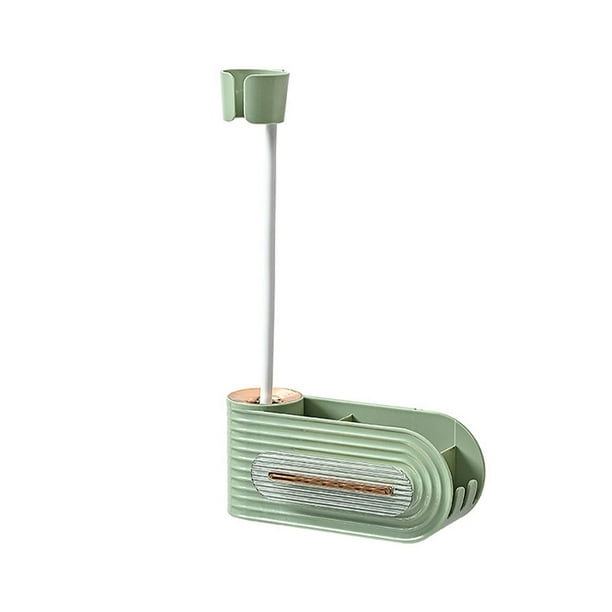Soporte para secador de pelo, estante de almacenamiento de soplador sin perforaciones montado en la pared de plástico, soporte organizador Almacenamiento y organización del hogar Verde claro Yuarrent HA064413-02