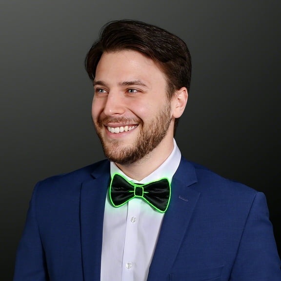 Green Glow Light Up Bow Tie with EL Wire