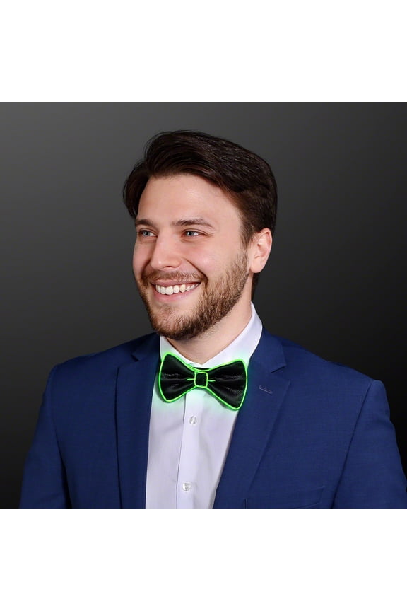 Green Glow Light Up Bow Tie with EL Wire