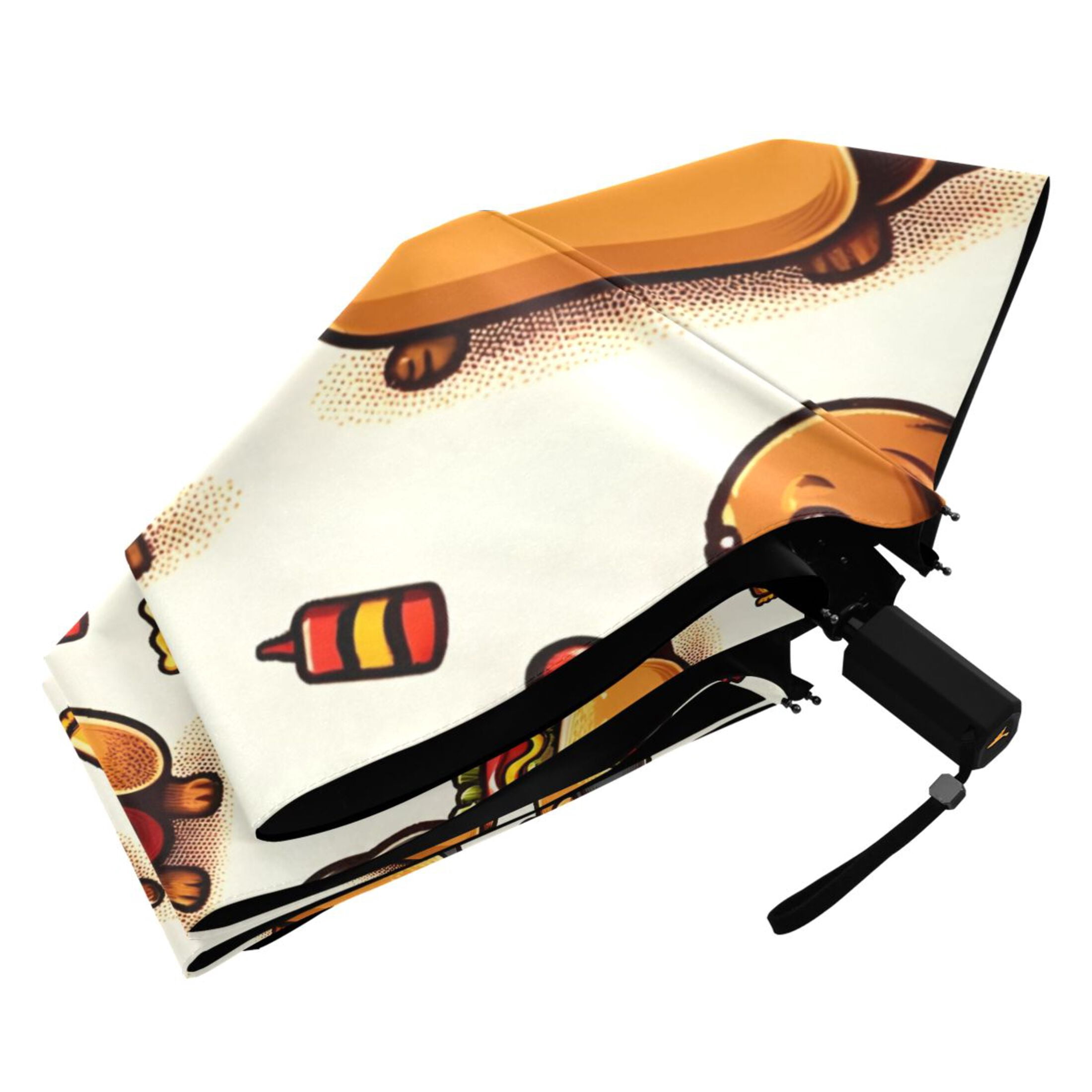 Dachshund Dog in Hot Dog Compact Sun Umbrella Windproof Travel Umbrellas for Rain Strong Portable UV Protection