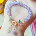 Charming Kids Flower Bead Bracelet With Glass Adjustable Jewelry For