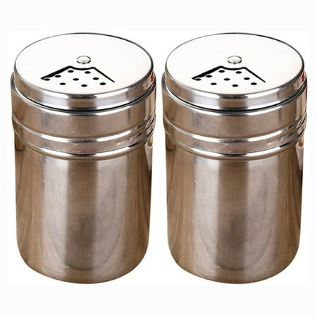 

2Pcs Salt and Pepper Shakers Spice Dispenser with Adjustable Pour Holes Stainless Steel Shakers for Salt/Pepper/Cinnamon/Powder Sugar
