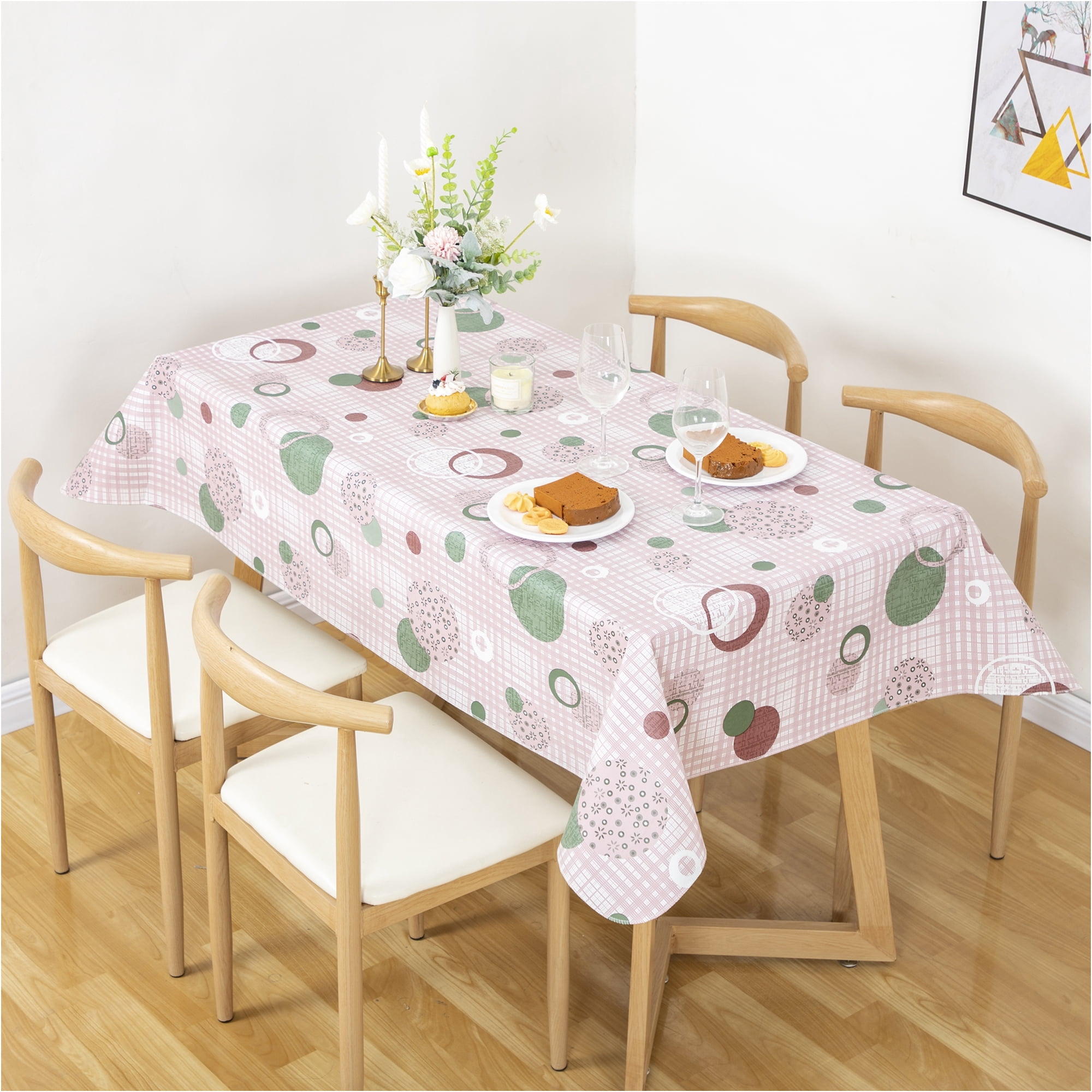 RAY STAR Vinyl Checkered Tablecloth 52x70 Flannel Backing 100% Waterproof & Heavy Plastic Table Cover for Dining, Party, Farmhouse Dec.