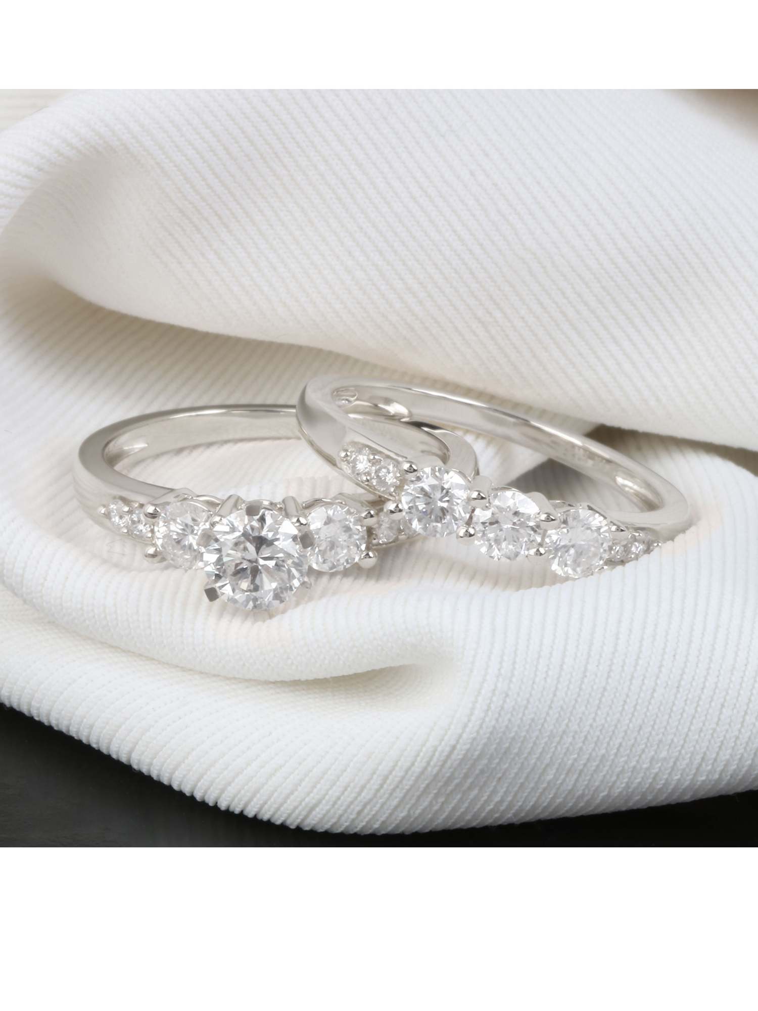 1-3/8 Carat T.W. Diamond Three-Stone 14kt White Gold Engagement Ring Set - image 4 of 8