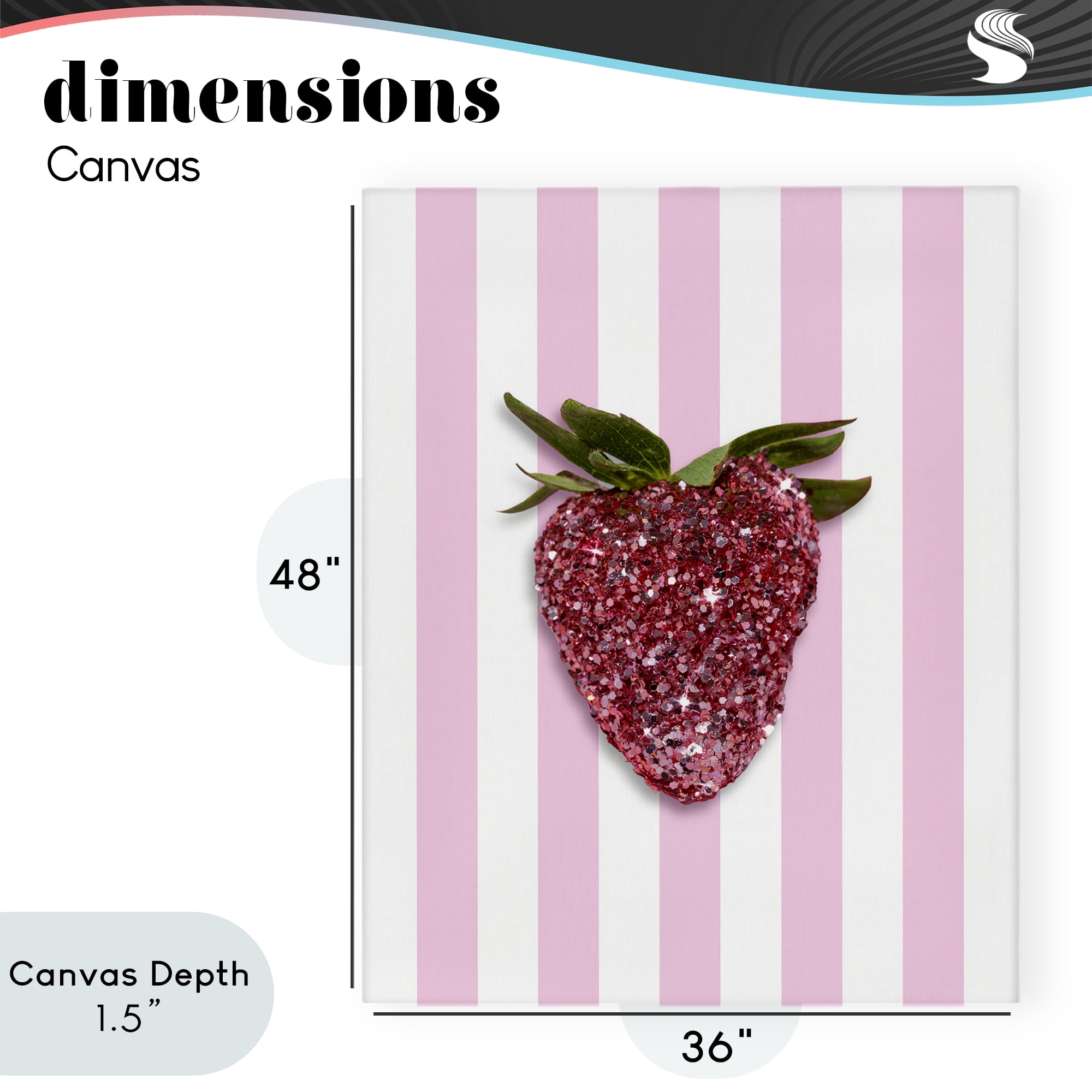Stupell Industries Glimmer Strawberry on Green Stripes Canvas Wall Art, design by LISH Creative