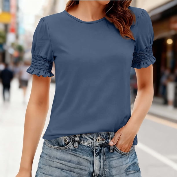 TaTaai Delicate Sleeve Blouse for Women, Airy Summer T-Shirt, Soft Detailed Top, Ideal for Casual, Vacation, Evening Events and Seasonal Activities Gift