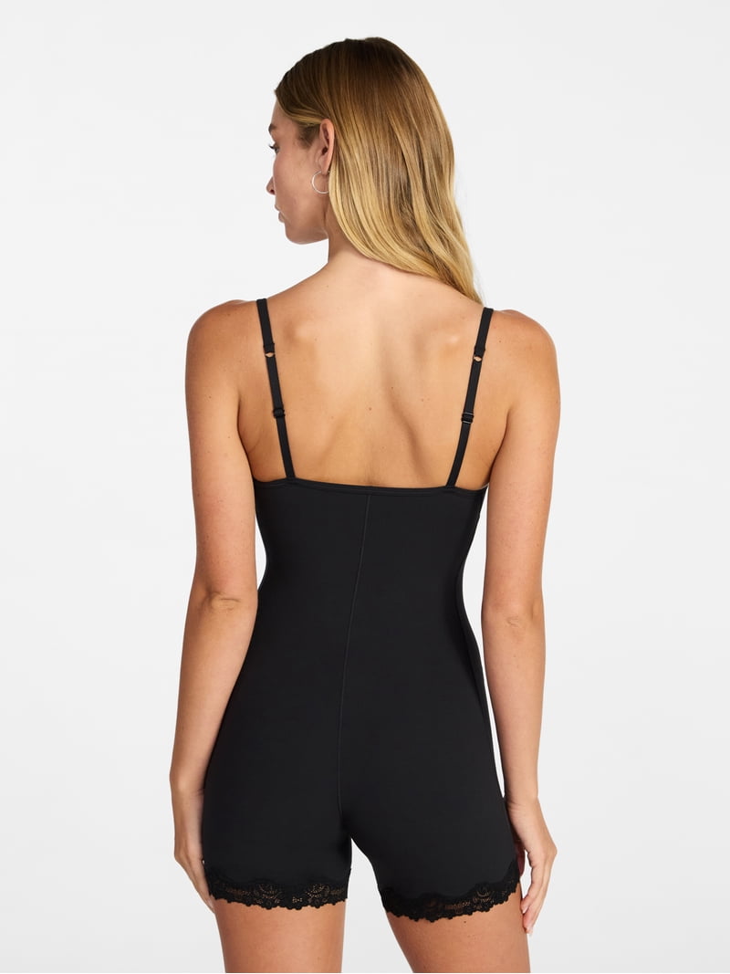 No Boundaries Fit Stretch Lace Trim Romper, Women's XS-XXXL