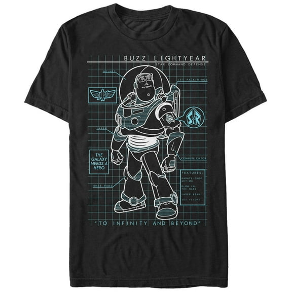 Men's Toy Story Buzz Lightyear Schematic Graphic Tee Black Medium
