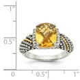 thumbnail image 4 of 14K Two-Tone Gold Ring Band Gemstone Yellow Citrine Cushion Diamond Round, 4 of 6