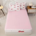 thumbnail image 4 of Manfei Cute Pink Bow Zipper Twin Comforter Sets with Fitted Sheet and 2 Pillowcases,Kawaii Bowknot Zipper Bedding Set,Pink Reversible,4-Piece, 4 of 7