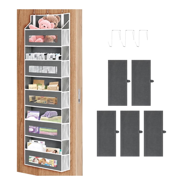 Organizador de almacenamiento para colocar sobre la puerta XyVoltic de 5 niveles, gris
