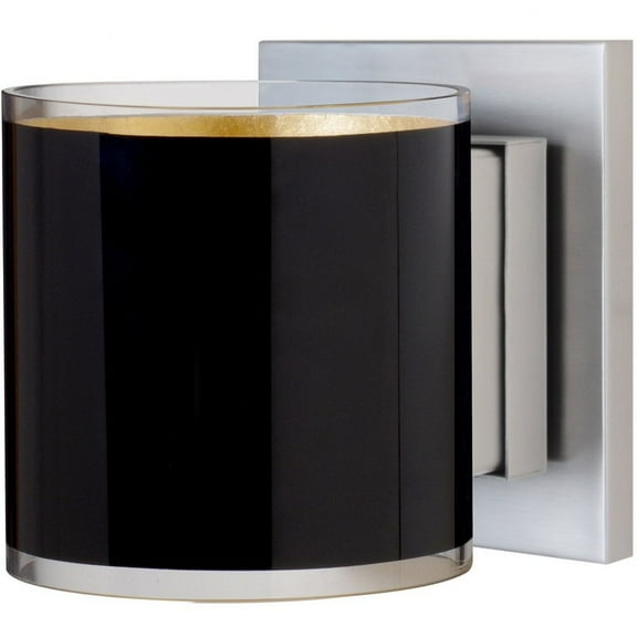 1WS-7180GF-LED-SN-Besa Lighting-Pogo - 5.5 Inch 5W 1 LED Mini Wall Sconce-Satin Nickel Finish-Black/Gold Glass Color