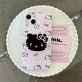 thumbnail image 2 of Hello Kitty Sanrio Pink Bracket shell Anime Phone Case For iPhone 15 14 13 12 11 Pro Max Case Cute Cartoon shockproof Soft Cover, 2 of 7