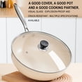 thumbnail image 3 of Tempered Glass Pot Lid with Steam Vent Stainless Steel Rim Replacement Cover for Frying Pan Saucepan Cookware 9.4 inches, 3 of 9