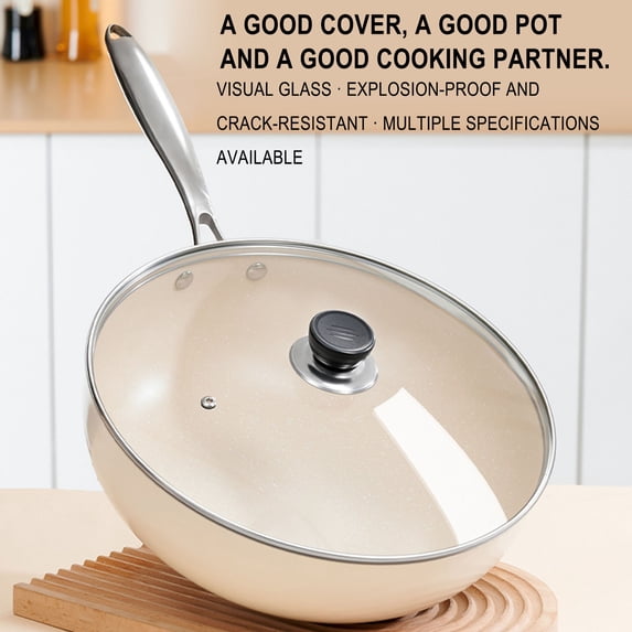 7.8 Inch Pan Lid - Tempered Glass Pot Lid, Stainless Steel Knob | Wok Lid, Steam Vent, For Skillet, Fry Pan, Wok Pot, Round Universal Pan Cover, Kitchen Cookware Bakeware Lid