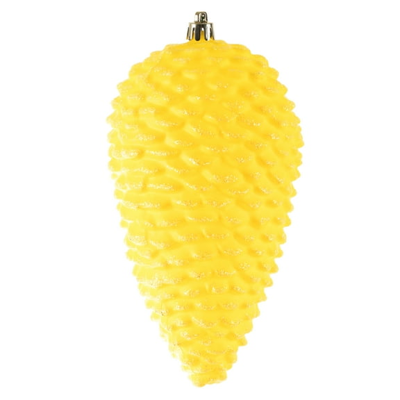 Vickerman 7" Yellow Matte Glitter Pinecone Christmas Ornament, 4 per set