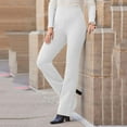 thumbnail image 2 of ZQUUVOU Women's Dress Pants Flare Solid Suit Pants Leisure Trousers-Bottoms Solid Color Pants White, 2 of 7