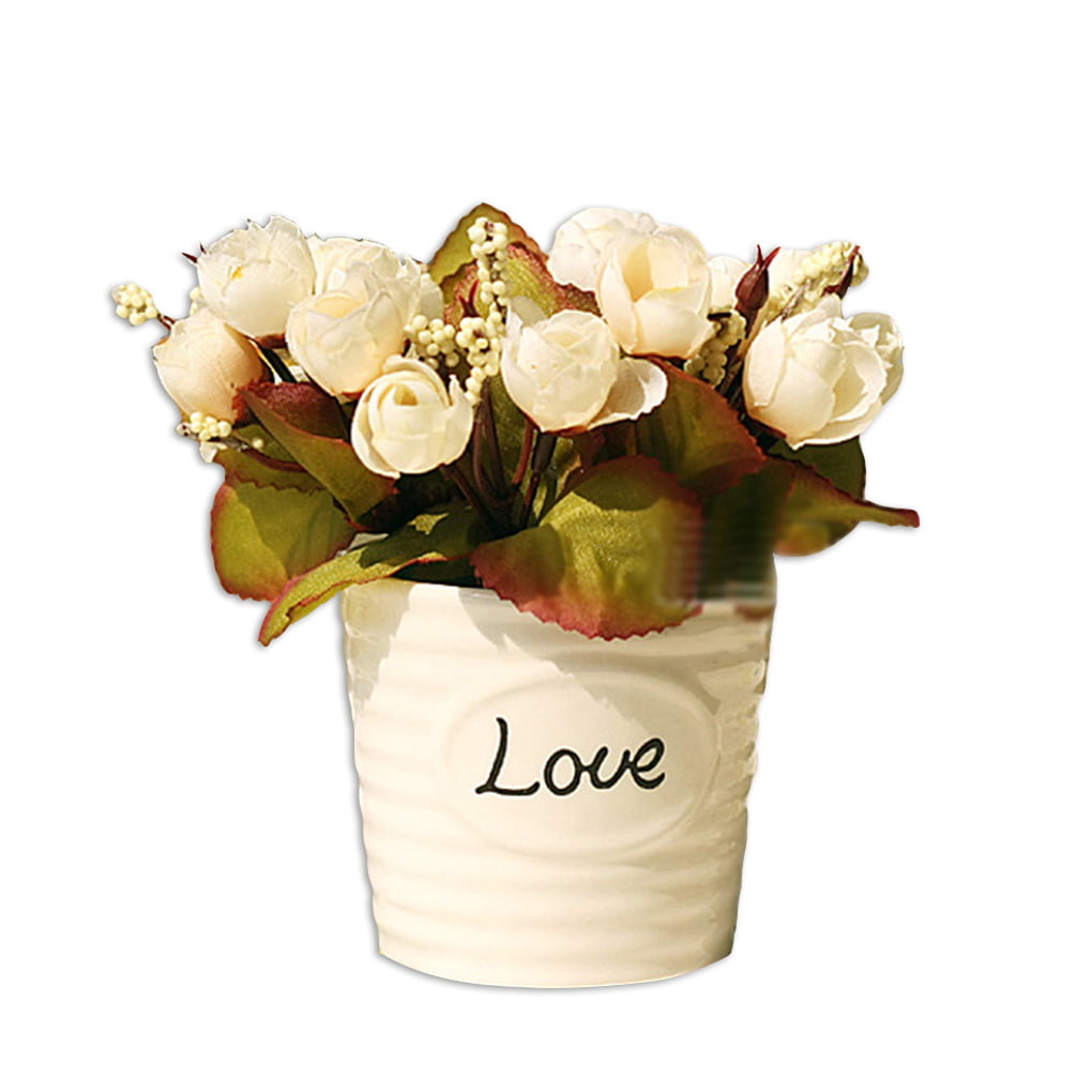 1 Bouquet 15 Head Artifical Plastic Rose Home Garden Wedding Decor Silk Flower 