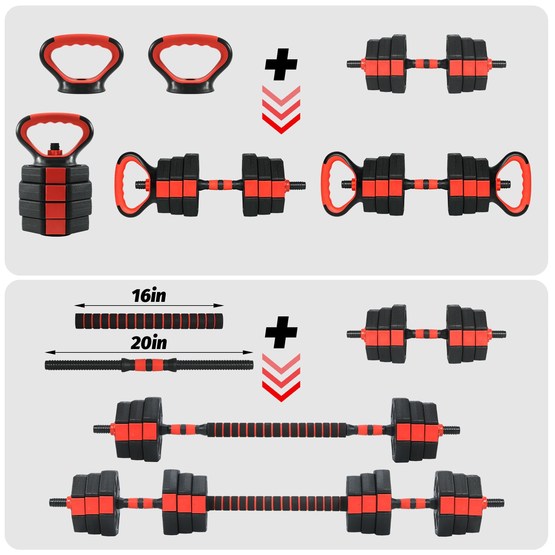 Adjustable Dumbbells Set, Adjustable Dumbbell Sets For Home Gym  3 In 1 Free Weight Dumbbells Set With Barbell, Kettlebell Options, Home Dumbbell Set With Anti-Slip Texture Handle