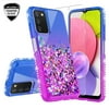 Samsung Galaxy A03S Case Liquid Quicksand Glitter Cute Phone Case Clear Bling Diamond Shock Protective Cover for Girls Women - Purple/Blue