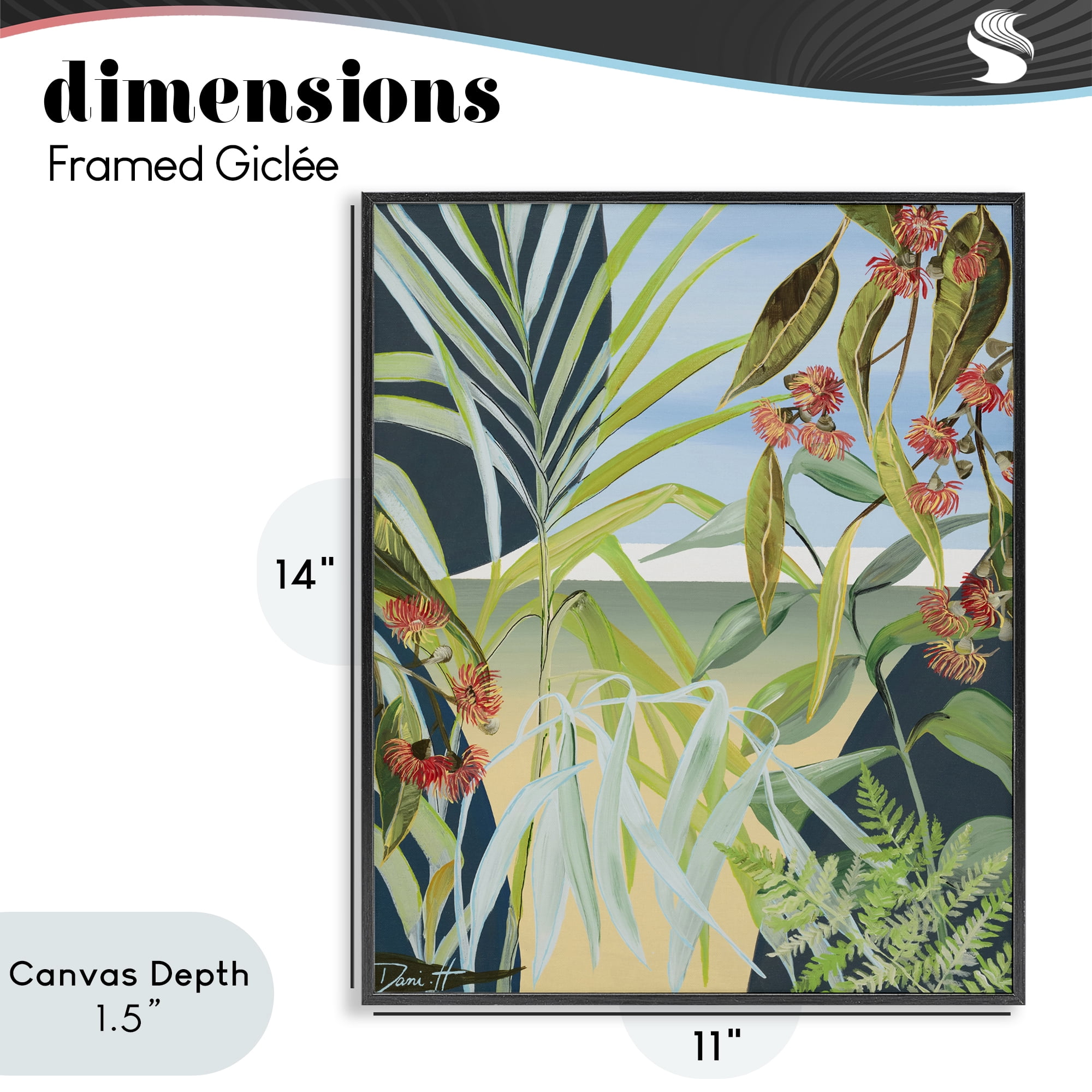 Stupell Industries Coastal Morning Leaves Black Framed Giclee Art, design by Dani Heyward