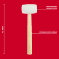 thumbnail image 3 of Hyper Tough 16 Ounce White Rubber Mallet with Wood Handle, 3 of 10