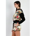 thumbnail image 3 of Black & Ivory Satin Effect Animal Print Hooded Top & Short Set Black/Ivory M, 3 of 5