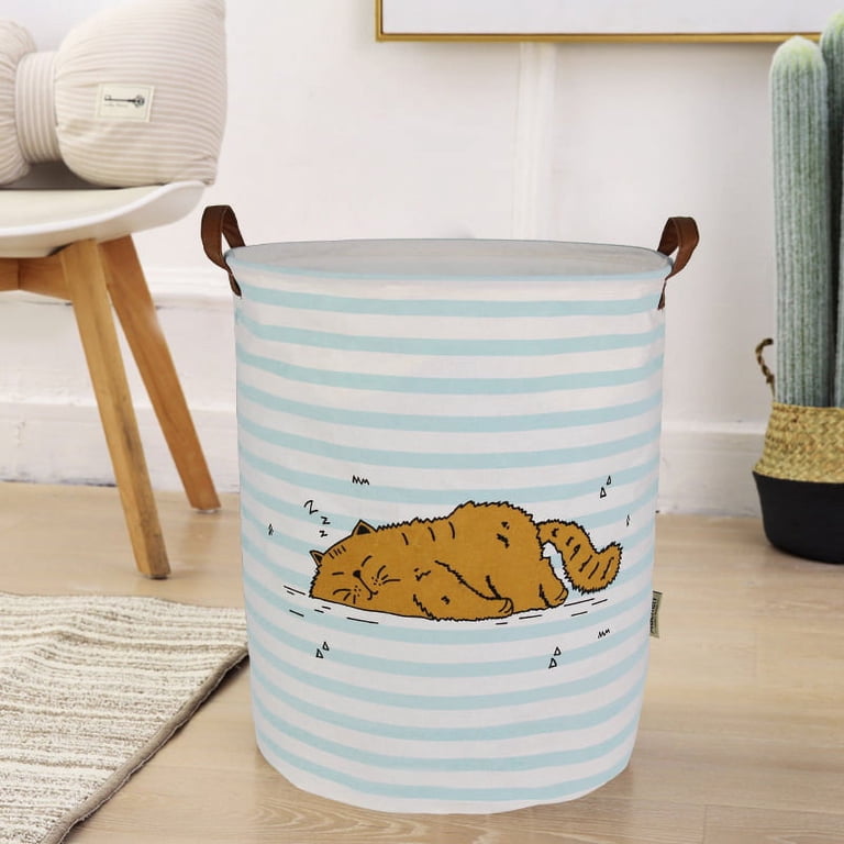 Collapsible Round Storage Basket with Handles photo 4