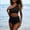Black, variant on Naittoop Womens Waffle High Waisted Bikini Set Scalloped One Shoulder Sporty Swimsuits Belly Control Two Piece Bathing Suits