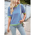 thumbnail image 7 of Womens Tops Casual Summer Crewneck Short Sleeve Striped Color Block Knit High Low Trendy Pullover Sweaters Pink Green L, 7 of 7