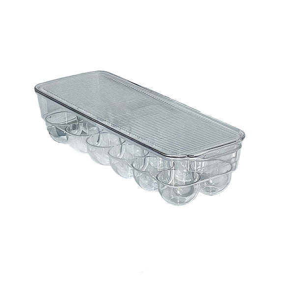 12 Compartment Airtight Egg Storage Container With Lid For Refrigerator Stackable Plastic Egg Tray Holder For Kitchen Pantry Organization 12.8X4.5X3 Inch