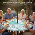 thumbnail image 3 of Round Outdoor Tablecloth with Umbrella Hole and Zipper, Turquoise Conch Coastal Tablecloth with Elastic Waterproof, Nautical Summer Ocean Patio Table Covers for 31" - 35" Picnic Pool Tables, 3 of 9