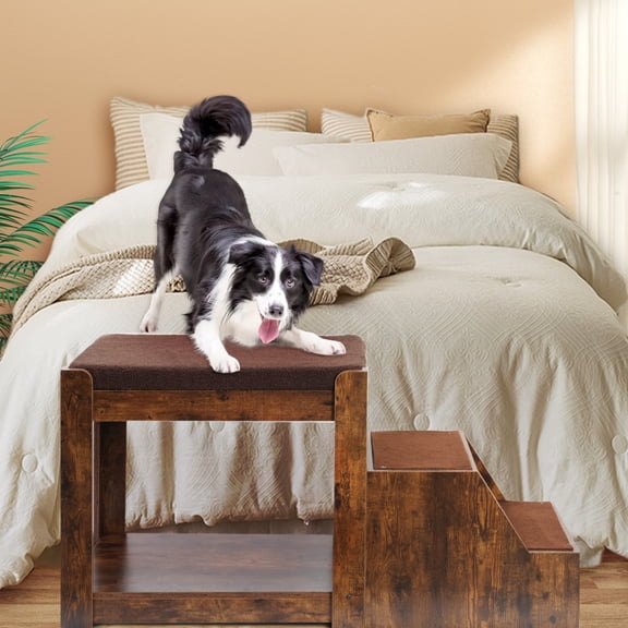 Toauuo Pet Bunk Bed with Removable Step for Dogs Cats, Multi-Level Window Perch Platform with Cushion & Cat Scratch Pad, Indoor Pet Furniture