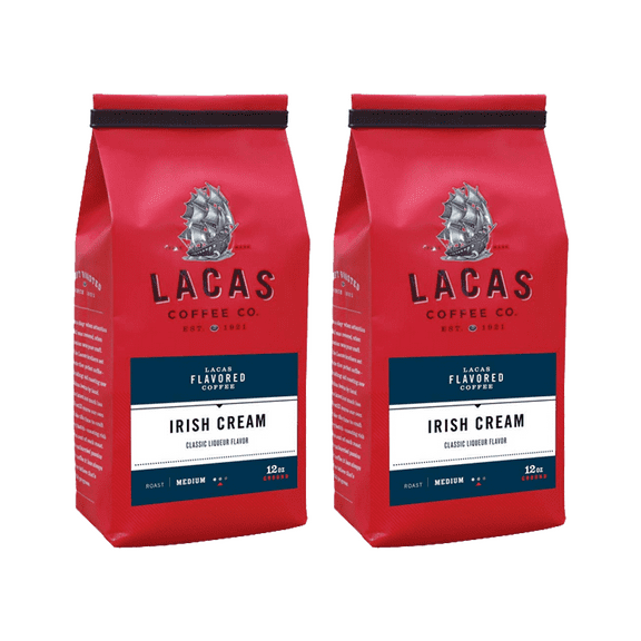 Lacas Coffee Company, Irish Cream, Medium Fine Ground Coffee, 2/12oz bags