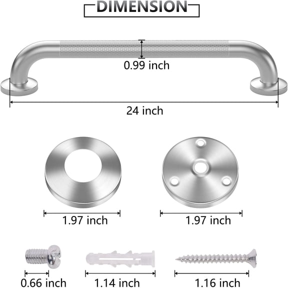2 Pack 24 Inch Grab Bars for Bathtubs and Showers