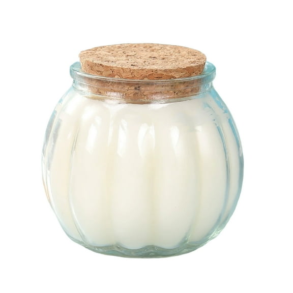 Uxgjfwu Pumpkin Aromatherapy Candle with Cork Lid, Soy Wax for Halloween Holiday Gifts, Home Fragrance and Autumn Decoration, Glass Container