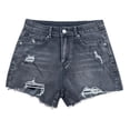 thumbnail image 5 of Jean Shorts Womens 2026 Summer High Waist Washed Blue Ripped Distressed Frayed Hem Denim Shorts, 5 of 6